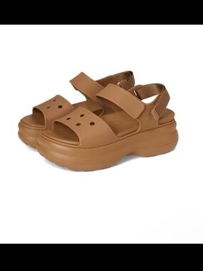 CROCS Platform Sandals in Tan Brown